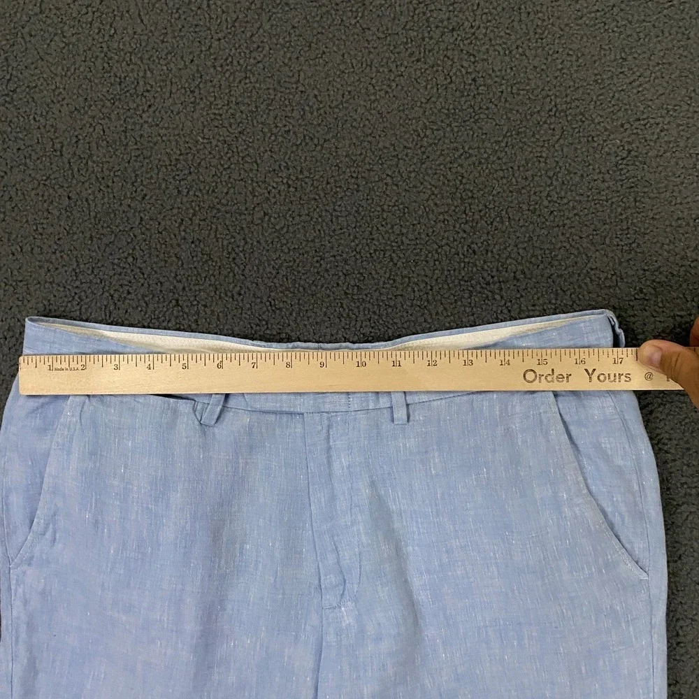 J.Crew Bowery Pants Mens 32x30 Blue Baird McNutt 100% Irish Linen Chino Dress